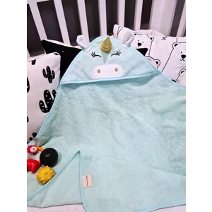 Tanem Home Mint Nakışlı 3D Unicorn %100 Pamuk 75X75 cm Bebek Havlu Kundak
