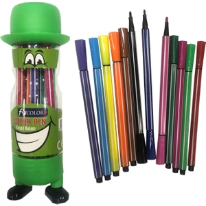 Fly Color 12 Renk Yıkanabilir Keçeli Kalem Ayaklı Figürlü Kutulu