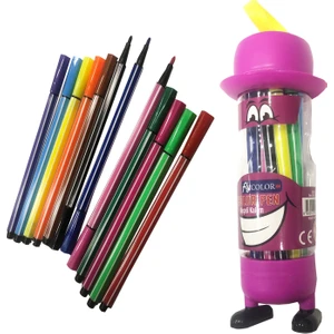 Fly Color 12 Renk Yıkanabilir Keçeli Kalem Ayaklı Figürlü Kutulu