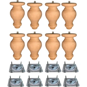 Vera Hediyelik Eşya 8'li Ahşap Koltuk-Baza-Sehpa-Mobilya Ayağı- Uzunluk: 12 cm Çap: 7.5 cm -8'li Set 3301000000412