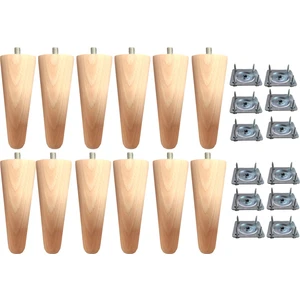 Vera Hediyelik Eşya 12'li Ahşap Konik 10 cm Koltuk - Baza - Sehpa - Mobilya Ayağı - Çap:5.5 cm / 12'li SET - 3301000000403