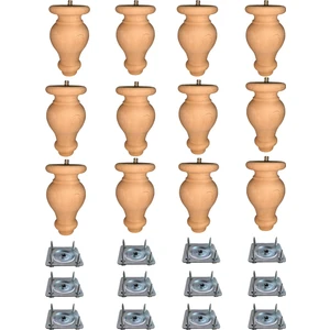 Vera Hediyelik Eşya 12'li Ahşap Koltuk-Baza-Sehpa-Mobilya Ayağı- Uzunluk: 12 cm Çap: 7.5 cm -12'li Set 3301000000413