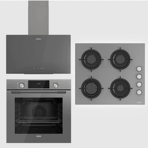 Fryart Lüx Cam Ankastre Set Gri (Uad 6011 GA3D & Uaf 6011D Gcpet & Uao 6040W0 Gcy Csr1)