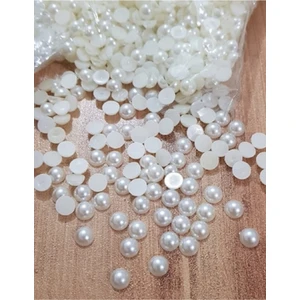 Miana Lazer Yarım İnci Süsleme 8mm Beyaz Renkli 100 Adet Şık Dekoratif Malzeme