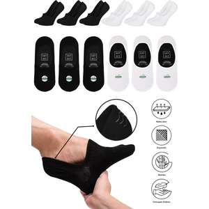 Bambu Erkek Babet Çorap Dikişsiz Görünmez Kaydırmaz Topuk Silikonlu Premium 6'lı Paket