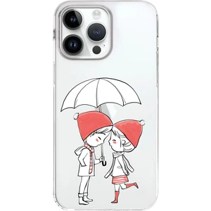 Printify Apple iPhone 14 Pro Uyumlu Kapak Aşk Tasarımlı Şeffaf Silikon Kılıf