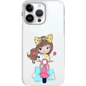 Printify Apple iPhone 14 Pro Uyumlu Kapak Vespagirl Tasarımlı Şeffaf Silikon Kılıf