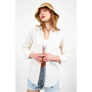 Natural Apoletli Pamuk Kadın Gömlek