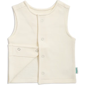 Çıtçıtlı Pamuk Yelek - Ekru