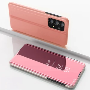 Samsung Galaxy A73 Için 5g Pu Deri Akıllı Görünüm Pencere Kılıfı Elektroplat Tam Vücut Koruma Stand Flip Ayna Telefon Kapağı (Yurt Dışından)