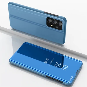 Samsung Galaxy A73 Için 5g Pu Deri Akıllı Görünüm Pencere Kılıfı Elektroplat Tam Vücut Koruma Stand Flip Ayna Telefon Kapağı (Yurt Dışından)