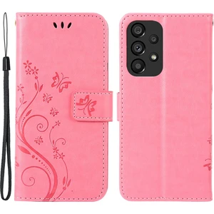 Samsung Galaxy A73 Için 5g Kelebek Çiçeği Baskılı Cüzdan Telefon Kılıfı Pu Deri Folio Flip Kapak Stand/kayış (Yurt Dışından)