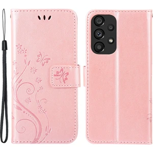 Samsung Galaxy A73 Için 5g Kelebek Çiçeği Baskılı Cüzdan Telefon Kılıfı Pu Deri Folio Flip Kapak Stand/kayış (Yurt Dışından)