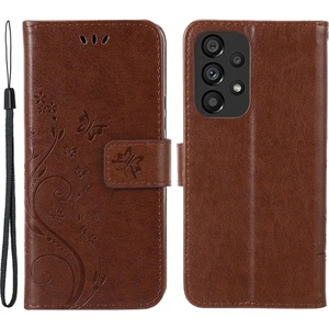 Samsung Galaxy A73 Için 5g Kelebek Çiçeği Baskılı Cüzdan Telefon Kılıfı Pu Deri Folio Flip Kapak Stand/kayış (Yurt Dışından)