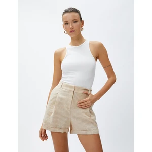 Keten Karışımlı Şort Pile Detaylı