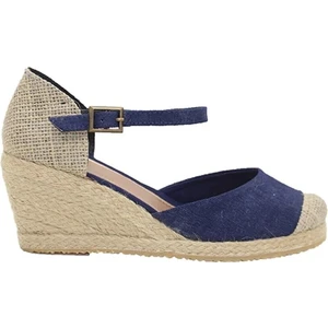 Star Tombis Burnu Hasır Dolgu Topuk Kadın Keten Hasır Espadril