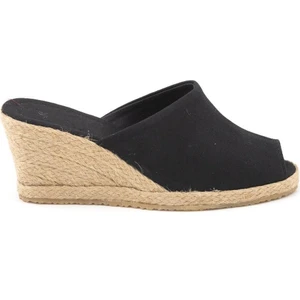 Star Tombis Hasır Siyah El Işi Kadın Keten Günlük Terlik