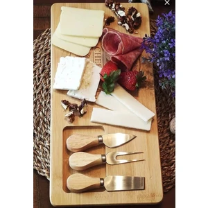 Opulent Store Bambu Peynir Sunum Tahtası 3 Bıçaklı Set