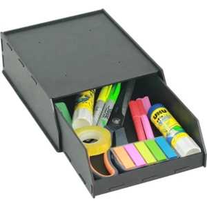 Gizli Çekmece Organizer Masa Altı Saklama Kabı Büyük Boy Dikey Demonte Mdf Siyah Renk