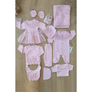 Kız Bebek Dantelli Tütülü Lüks 10 Lu Hastane Çıkışı Set STL6103