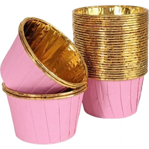 Muffin Kek Kapsülü Pembe-Altın 25li