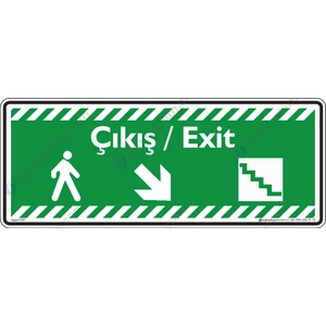 İsg Tabelam Çıkış - Exit Sağ Aşağıya Ok