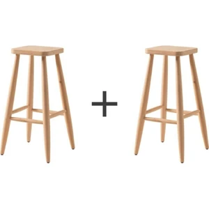 Bob Arts And Crafts Ikili Ahşap Yüksek Kare Bar Tabure Sandalye