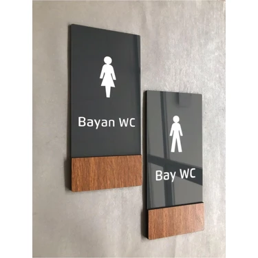 Dekokonsept Wooden Serisi Dikey Wc Yönlendirme Levha