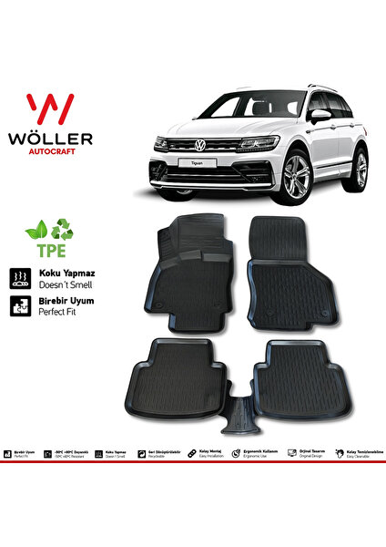 Volkswagen Tiguan Paspas 2016 Sonrası 3D Havuzlu Wöller Paspas