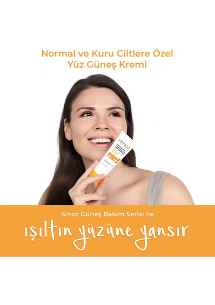 Sinoz Spf 50 Leke Karşıtı Yüksek Koruyucu Yüz Güneş Kremi 50 ml Normal Ve Kuru Ciltler Için