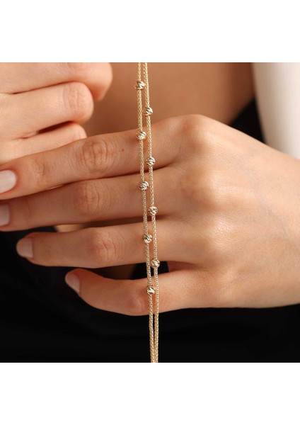 Altın Dorika Bileklik Iki Sıra Chain