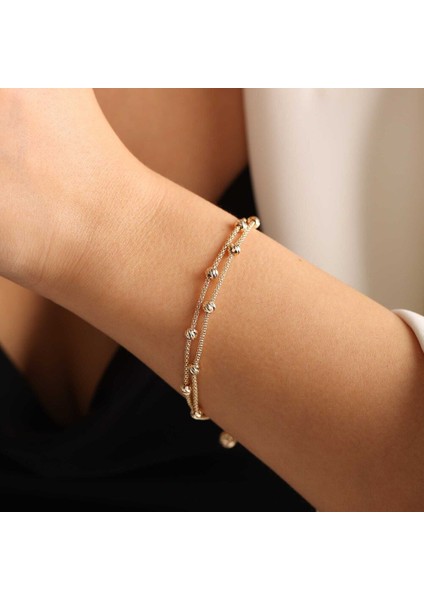 Altın Dorika Bileklik Iki Sıra Chain fiyatları