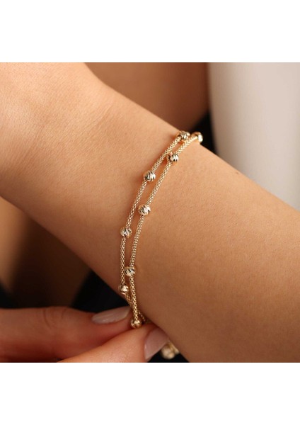 Altın Dorika Bileklik Iki Sıra Chain fırsatları
