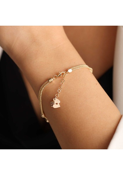 Altın Dorika Bileklik Iki Sıra Chain indirimleri