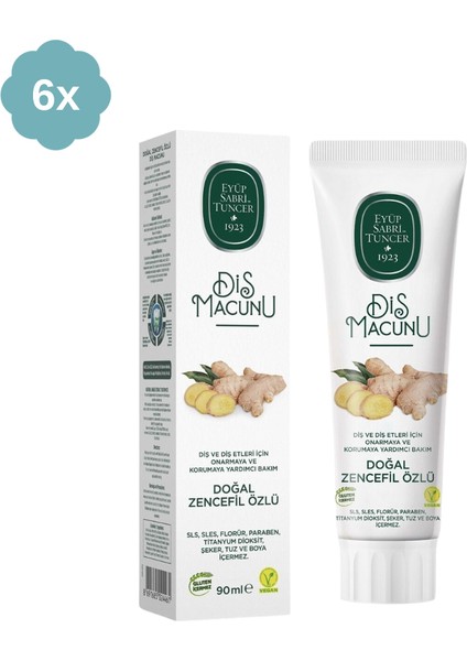 Zencefil Özlü Diş Macunu 90 ml x 6 Adet