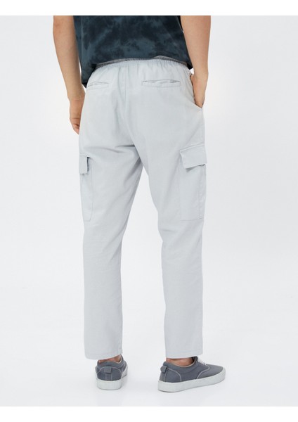 Keten Karışımlı Kargo Pantolon Cepli Beli Bağlamalı fırsatları