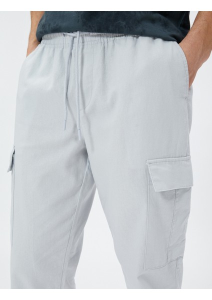 Keten Karışımlı Kargo Pantolon Cepli Beli Bağlamalı indirimleri