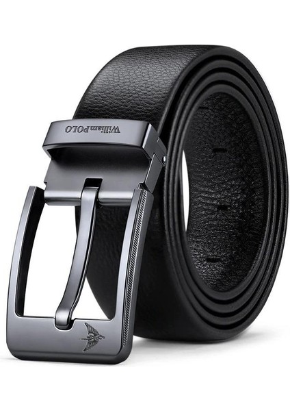 Deri Siyah Metal Tokalı Şık Italyan Kemer