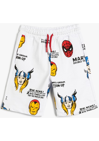 Avengers Şort Lisanslı Beli Bağlamalı Cepli Pamuklu