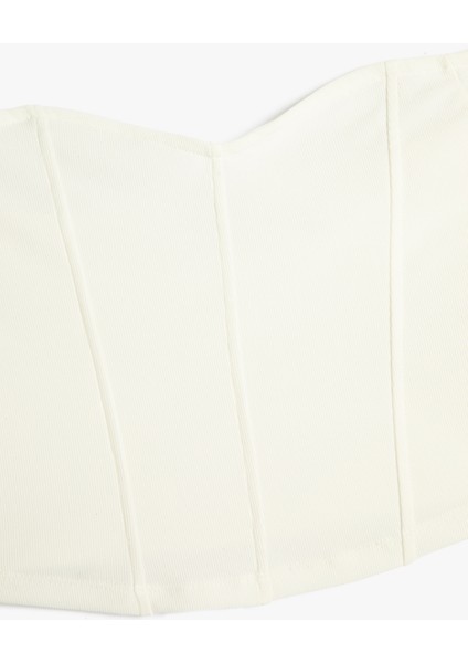 Crop Tişört Omzu Açık Korse Detaylı Kalp Yaka modelleri