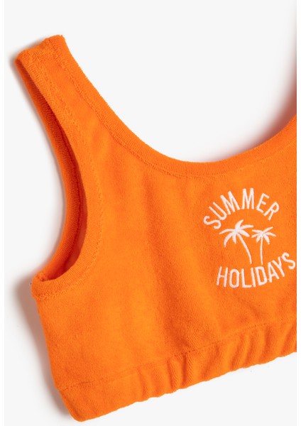 Crop Atlet Havlu Kumaş Yuvarlak Yaka Pamuklu modelleri