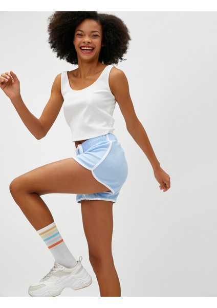 Mini Şort Şerit Detaylı Beli Bağcıklı