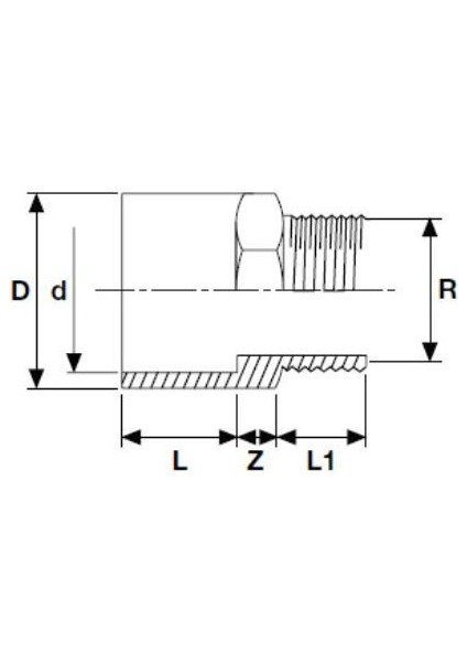 Pvc Yapıştırma Tek Taraf Dıştan Dişli Redüksiyonlu Adaptör ( Erkek Adaptör ) ( Ø 50 ) ( 1 Adet )