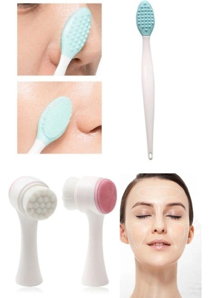 Çift Taraflı Yüz Temizleme Fırçası Ve Burun Siyah Nokta Temizleyici Dudak Peeling Fırçası
