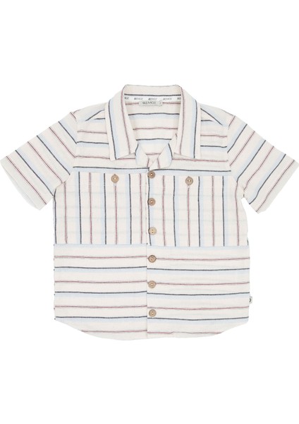 100% Pamuk Spor Kesim Kısa Kollu Naturel Erkek Çocuk Gömlek