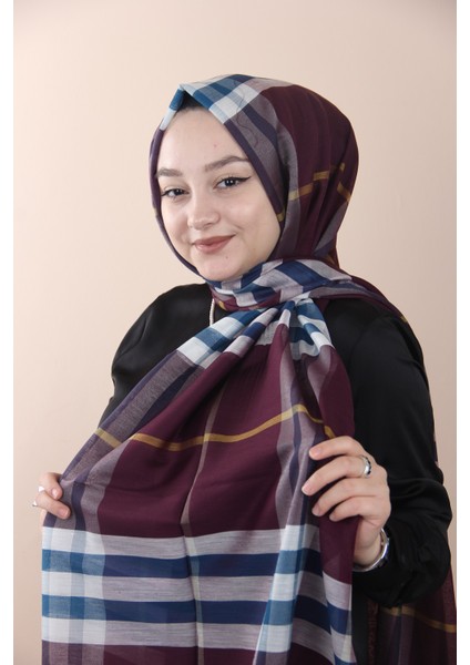 Mürdüm Sima Burberry Ekose Şal