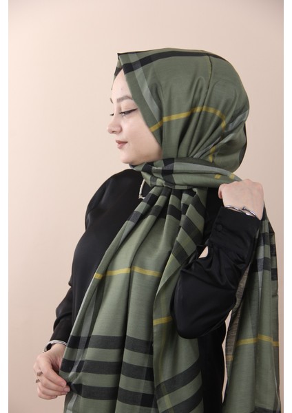 Kadın Ekose Haki Şal