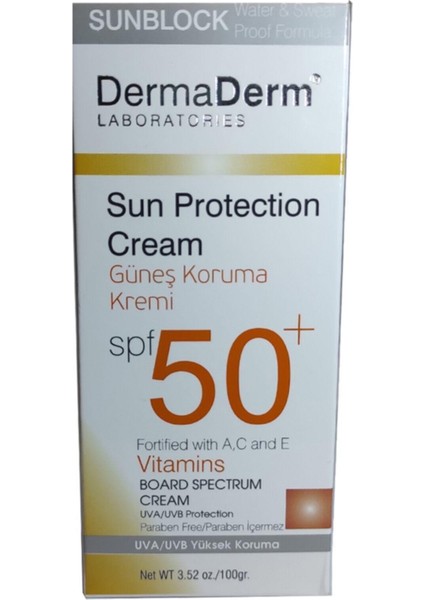 Güneş Koruma Kremi Spf 50+ Faktör Parabensiz Uva /Uvb Yüksek Koruma 100 Gr Dermaderm Güneş Kremi Spf