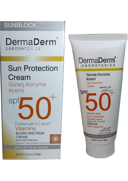 Güneş Koruma Kremi Spf 50+ Faktör Parabensiz Uva /Uvb Yüksek Koruma 100 Gr Dermaderm Güneş Kremi Spf