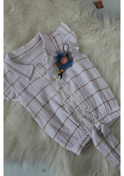 Kareli Desen Yakada Çiçek Detay Çocuk Gömlek fiyatları